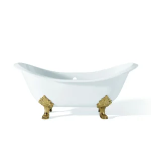 Chevoit Regency Tub in White with Gold Lion Feet